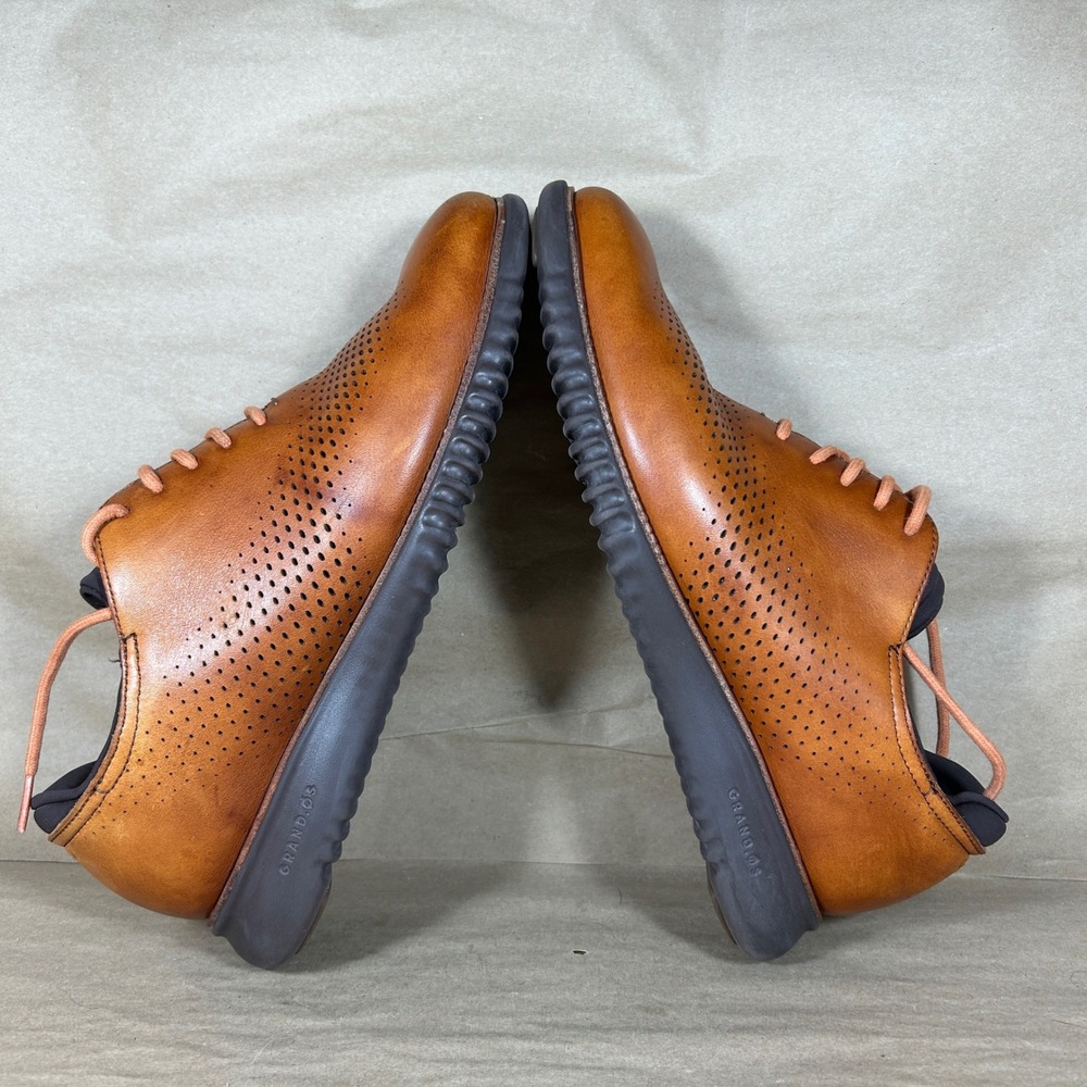 Cole Haan 2.ZeroGrand Oxford Mens 8.5 Brown Solid Leather Laser Wingtip Shoes - Picture 8 of 10